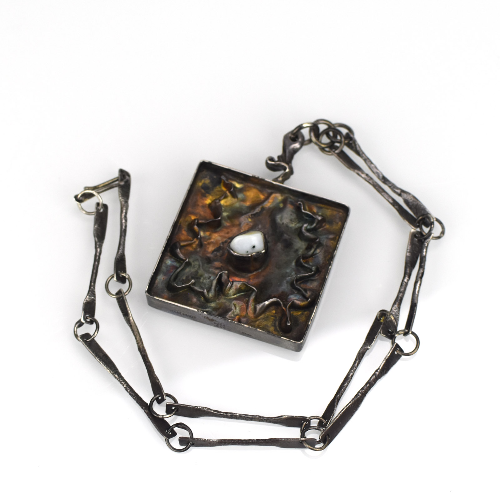 Brutalist Sterling Silver Pendant Necklace Hasina Jens Iceland Mid