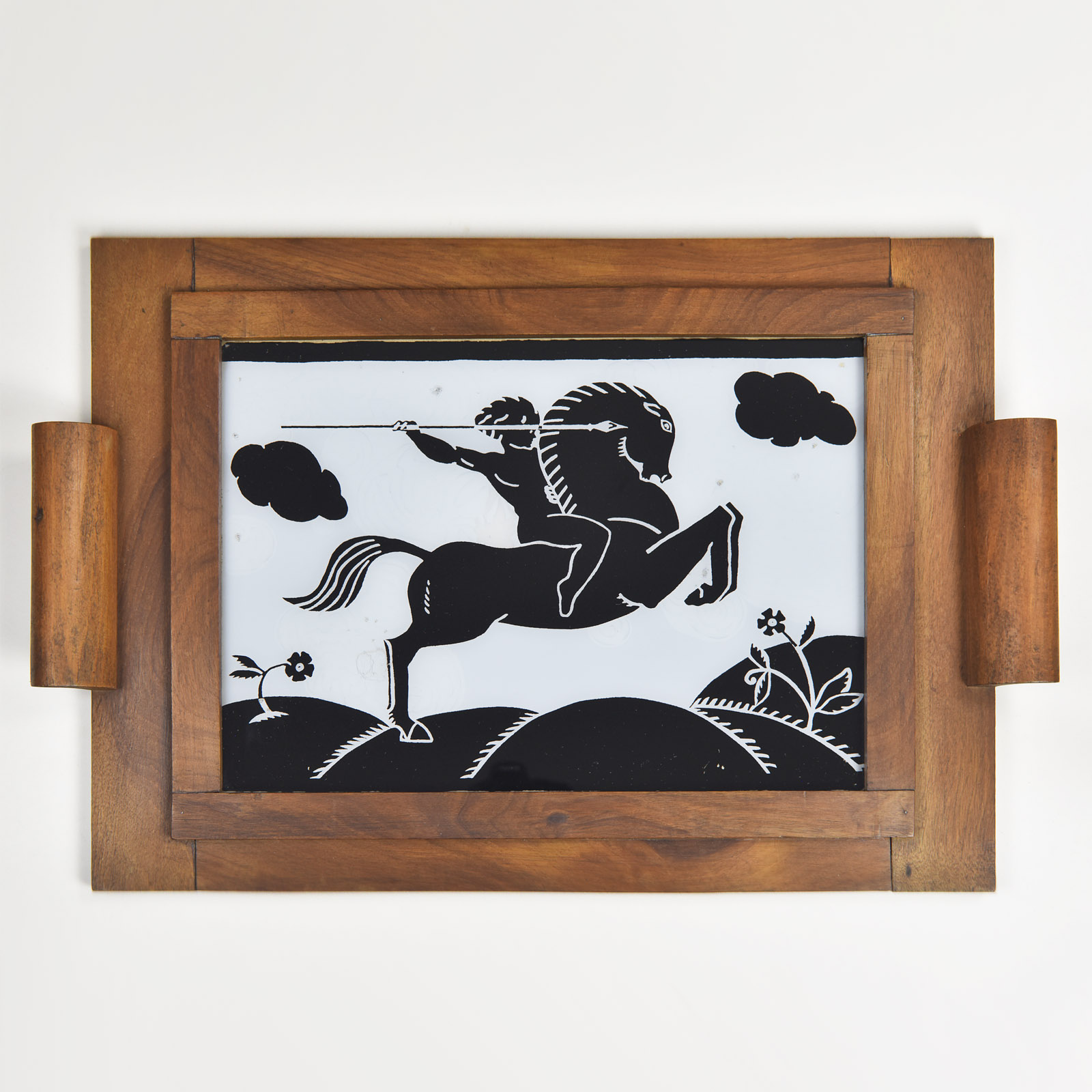 Huge French Art Deco Avantgarde Reverse Painted Glass Cocktail